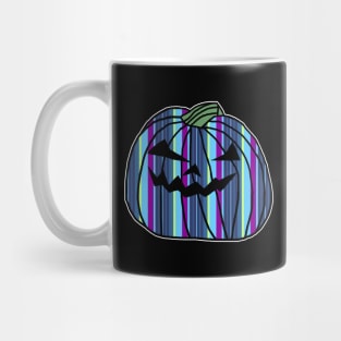 Mostly Blue Stripes Halloween Horror Pumpkin Mug